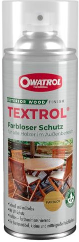 OWATROL Textrol Holzschutz-Spray, Naturöl, UV-Schutz, für alle Hölzer, für Gartenmöbel, Schindeln, Fensterläden (farblos), Holzöl Aussen, Teakholz Öl aussen