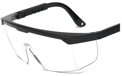SagaSave Gafas de seguridad de policarbonato, ligeras, duraderas, transparentes, protectoras para laboratorios de construcción, protección ocular al aire libre, color negro