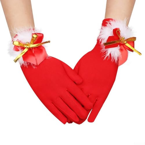 Plüsch-Fäustlinge für Feiertage, vervollständigen Sie Ihren Weihnachtsmann-Look mit diesen Handschuhen (rot)