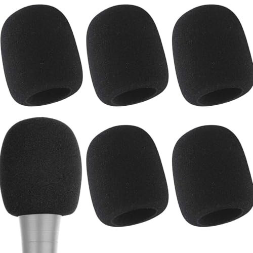 5 Stück Mikrofon Windschutz, Staubdicht Mic Foam Cover, Handmikrofon Windschutz mit Guter Elastizität Kontraktilität, Pop Schutz Mikro für KTV, Outdoor-Aktivitäten (Schwarz)