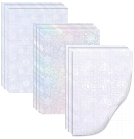 18 Blatt Holografisches Stickerpapier, VEINARDYL Transparentes A4-Format Selbstklebendes laminiertes wasserfestes Stickerpapier Transparent 21 x 29.7cm Kaltlaminierungsfolie - 3 Stile