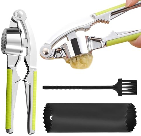 Knoblauchpresse, 2 In 1 Knoblauchpresse Edelstahl und Nussknacker, Garlic Press mit leicht zu drückendem Griff, Ingwerpresse, Knoblauch-Zerkleinerungswerkzeug