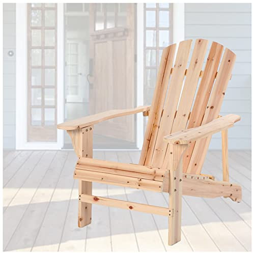 Chaise longue Adirondack en bois pour porche, cour, jardin, piscine, pergola classique inclinable pour plage, terrasse, balcon, intérieur/extérieur, meubles d'appoint couleur bois