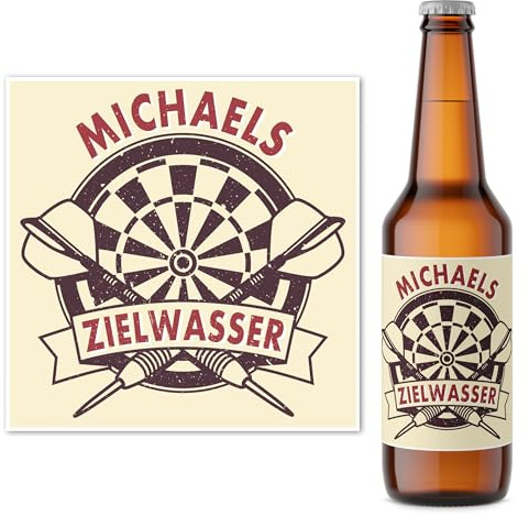 Bieretiketten Dart personalisierte Flaschenetiketten für Männer Geschenk | Personalisiert, selbstklebende Etiketten, Zielwasser Motiv, Geburtstagsgeschenk für Männer, für Bierflaschen