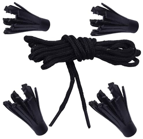 Ghillie Brogue - Cordones y borlas: juego completo, cordones (par) o borlas de cuero (paquete de 4) - Ghillie Brogues para hombre, Black, 170 Centimeters