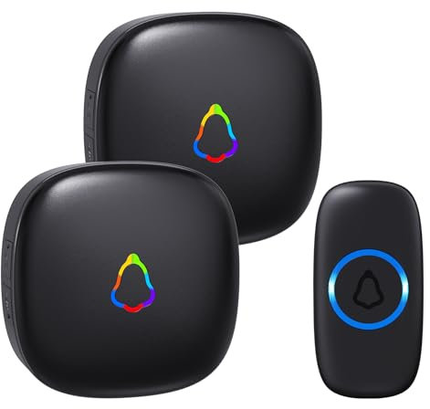 SECRUI Campanello Senza Fili da Esterno, Doorbell Wireless con 2 Ricevitori + 1 Pulsante, 58 Suonerie, 5 Livelli Volume 120 dB, LED, 300 m Lunga Portata per Casa,Appartamento Porta d’Ingresso