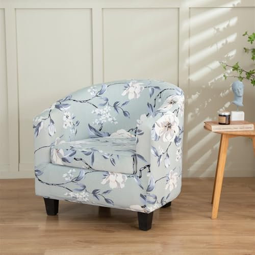 Chickwin Sesselschoner Sesselbezug 2-Teilig, Retro Stretch Sesselüberwurf Sesselhusse Club Chair Schonbezug für Cafe Stuhl Loungesessel Cocktailsessel Clubsessel (Hellblau)