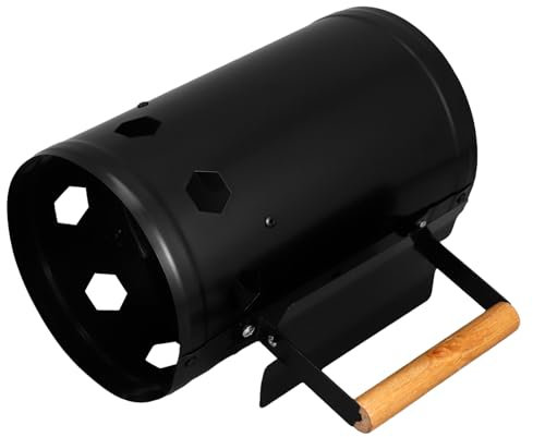 Happyyami Feuerstarter Barrel Anzündkamin Für Holzkohlegrill Für Camping Und Garten Mit Natürlichem Holzgriff Hitzeisoliert Und Langlebig Wandstärke Luftöffnungen Für Sauerstoffzufuhr