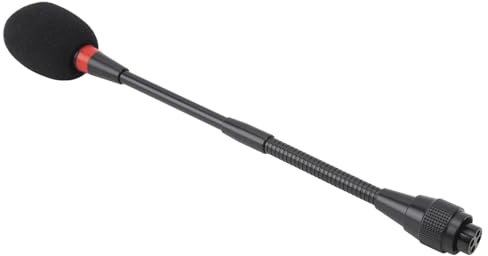 Qukaim Micrófono de cuello de cisne, micrófono flexible de 25 cm con transmisión de sonido clara, 4 agujeros, micrófono condensador de escritorio para salas de conferencias