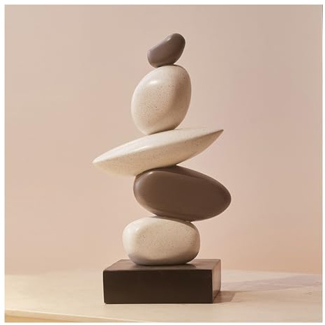 Tauzveok Moderne Abstrakt Deko Skulptur Weiß Und Grau Kunst Statue Für Deko Wohnung, Regal,Schlafzimmer Statuen Und Skulpturen, Harz,Weiß