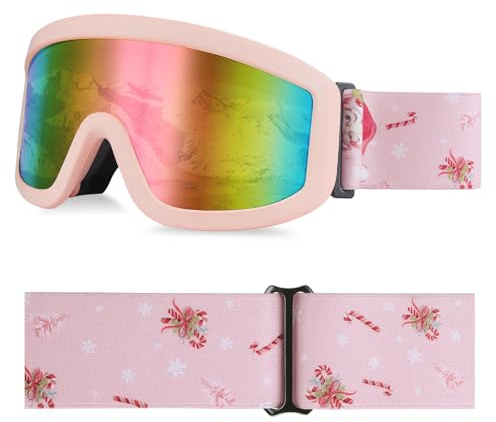 YooxArmor Maschera da Sci Bambino,Occhiali da Snowboard con Doppie Lenti per 6-14 Anni Ragazzi Ragazze,OTG Protezione UV400 al 100% Anti Nebbia per Sci Snowboard Sport Invernali,Compatibile con Casco