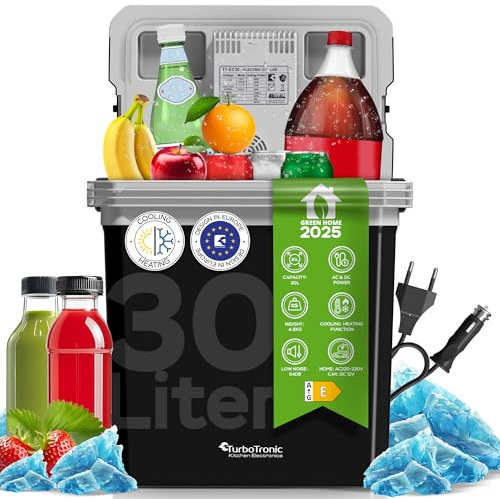 TurboTronic 2in1 Kühlbox 30 L Kühl & Heizfunktion tragbarer AC DC 220-240V/12V Steckdose und Zigarettenanzünder Warmhaltebox Thermobox Kühlschrank Auto, Strand, Camping