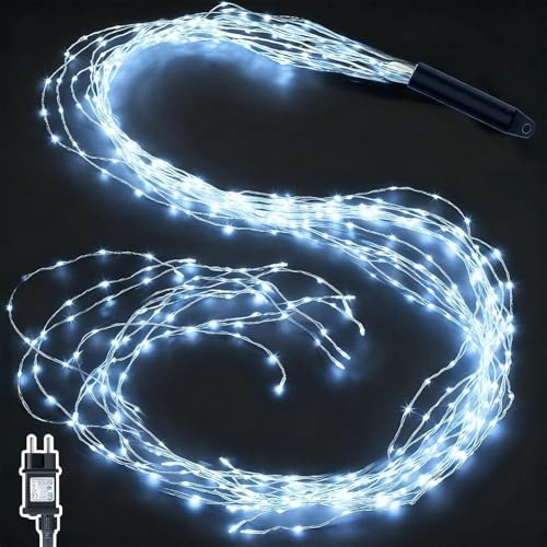 Cozymeow Lichterschweif 1M 100 LED Weihnachtsbeleuchtung Lichterstrang | Strom, Timer, 8 Modi Wasserfall Lichterkette Wasserdicht Lichterbündel für Weihnachten Außen Innen Deko - Kaltweiß