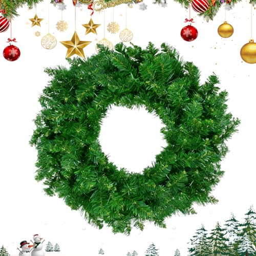 Künstlicher Tannenkranz, Künstlicher Edel Tannenkranz grün, Ø30 cm künstlicher Adventskranz, Weihnachts Türkranz für Tür & Tisch | Realistische Tannen-Optik, Langlebig für Adventszeit & Weihnachtsdeko