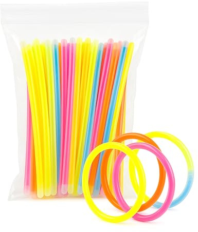 D MANU Regalos Cumpleaños Niños Colegio, Pulseras Fluorescentes Neón – Pack 30 – Detalles Fiesta Infantil para Clase (20-30 Niños) con Conectores, Colores Surtidos y Seguros