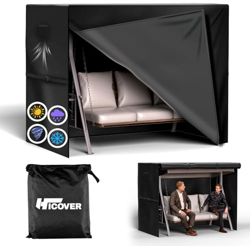 HICOVER 3 Seater Garden Swing Covers Waterproof Heavy Duty 600D Oxford