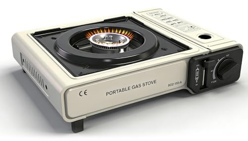 Sudnsadaks Rechaud Gaz, Rechaud Camping Gaz, Réchaud Extérieur Compact, Réchaud Léger 1 Brûleur pour Camping, Voyage, Randonnée, Pique-Nique, Barbecue, Une Utilisation Intérieure et Extérieure, Blanc