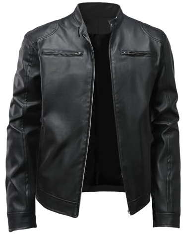 Lggwunsi Chaqueta De Cuero Hombre Bomber Abrigo Cazadora Entretiempo Leather Jacket Bombardero Mangas Largas Piel Chupa Chaquetas Moto Vintage Chaqueton Aviador Elegante
