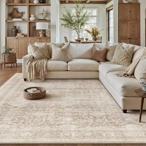 PureCozy Vintage Rugs Living Room Washable Large Rug 200x300cm Beige