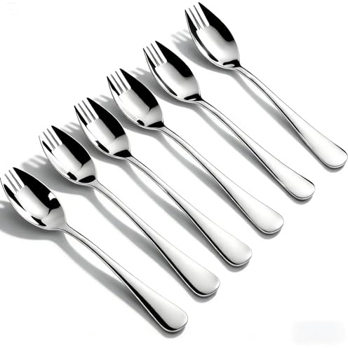 Spork 6-Pack Long Handle and Heavy Duty 18/10 Sporks Stainless Steel Sporks Reusable for People of All Ages and Outdoor Camping by KAISHANE
