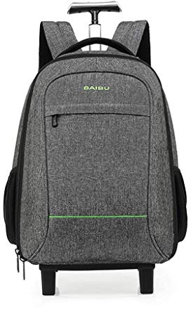 Ryggsäck med hjul vattentät affärsväska med stor kapacitet med 16 tums laptopfack, lämplig för kortdistansresor unisex (färg: grå, storlek: S)