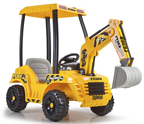 FEBER - Super Digger - Excavadora a Batería de 12V con Cargador Incluido, Detalles Realistas, 3 Palancas Cambian la Dirección de la Pala, Niños de 3 años+, Peso Soportado 30 kg, Famosa (800012320)