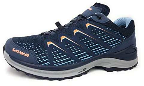 LOWA Maddox GTX Goretex utomhussko damskor halvskor snörskor sportig nätläderimitation enfärgad, blå, 37 EU