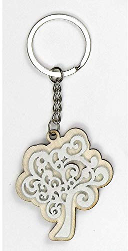 Publilancio srl 12 PZ Portachiavin con albero della vita in legno 5x4 cm BOMBONIERA