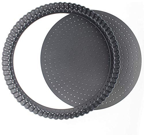 FANDE Stampo per torte, piatti antiaderenti per Quiche, torta di fondo rimovibile, stampo per quiche, rotondo a base di quiche rimovibile, rivestimento antiaderente (20 cm)