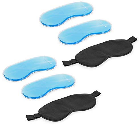 Navaris Set of 4 Gel Eye Masks - 4x Reusable Eye Masks for Hot/Cold Therapy - Reduce Puffy Eyes, Dark Circles, Headache, Swelling with Cotton Covers