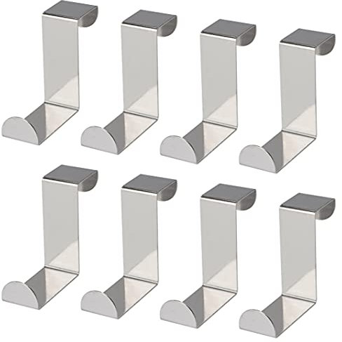 MengH-SHOP Crochets de Porte en Acier Inoxydable Réversibles Crochets de Porte d'Armoire Métal Crochets de Suspension en Forme de Z pour Porte Standart et Placard Armoire 8 Pièces