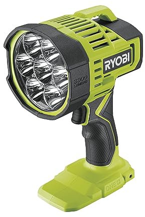 Ryobi lampe LED Sans Fil 18V ONE+ RLS18-0 – Éclairage Puissant 3000 Lumens, Tête Pivotante, Interrupteur à verrouillage – Idéal Camping, Chantier, Garage, Atelier – Batterie Non Incluse