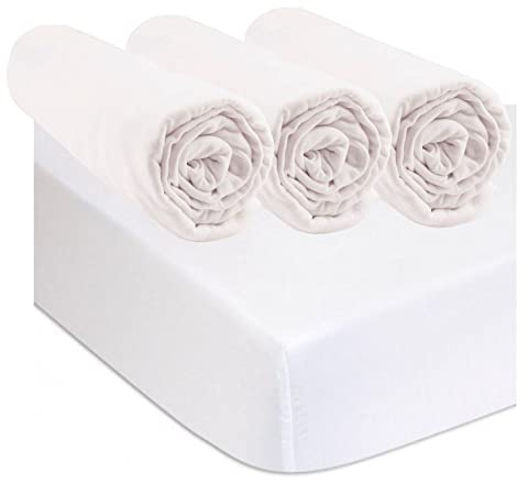 Easy Dort Lot de 3 Draps Housse 50x100 cm Lit Bébé, Berceau Vintage + 2 Protèges Matelas | 100% Coton | Blanc| Extensible & Respirant | Sommeil sain | Certifié Oeko-Tex | Fabriqué en Europe …