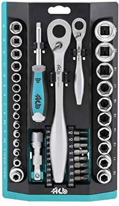 HB 65tlg Steckschlüsselsatz Knarrenkasten AKM022-G 120-Zahn 1/4&1/2 Ratsche Versiegelter Kopf Schnelllösefunktion Verlängerung Torx PZ PH SL HEX Bits Profi Werkzeugset CR-V Stahl Taiwan