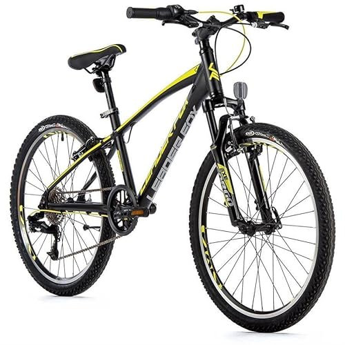 24 Zoll Alu MTB Fahrrad Leader Fox Spider Boy 8 Gang Schwarz Gelb