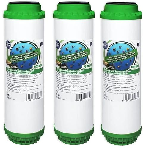 Generic 3-Pack Aquafilter 10 Water Filter Cartridge Coconut Shell with KDF-55 GAC FCCBKDF