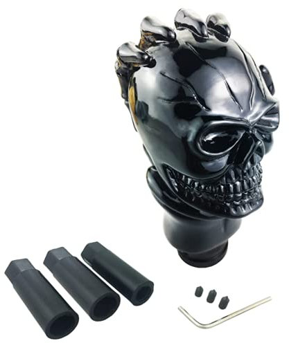 Herbests Auto Schaltknauf,Schädel Kopf Auto Schaltknauf Schaltknüppel Skull Totenkopf Schaltknauf Schalthebelknauf Manueller Automatik Schalthebel Schaltknauf Kopf Autozubehör,Schwarz