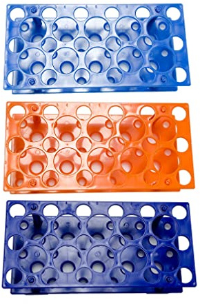 MUHWA Support pour Tubes de Centrifugation 28 Puits, 10mL/15mL/50mL, Plastique, Couleurs Assorties, Lot de 3 de Laboratoire