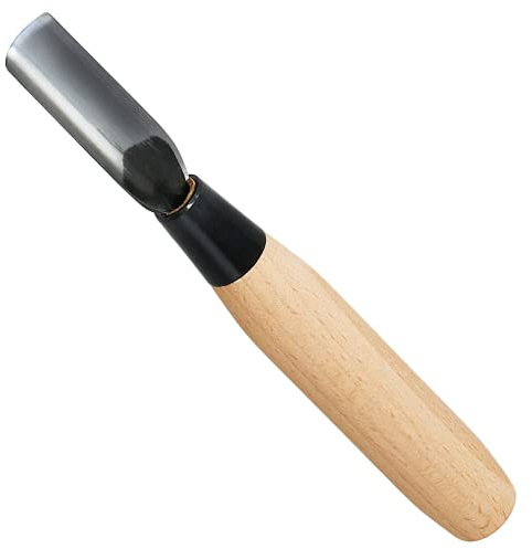 KAKURI Leather Corner Punch Tool 15mm Made in Japan, Professional Leather Cutter Knife Half Round U Gouge, Sharp Japanese Carbon Steel Blade