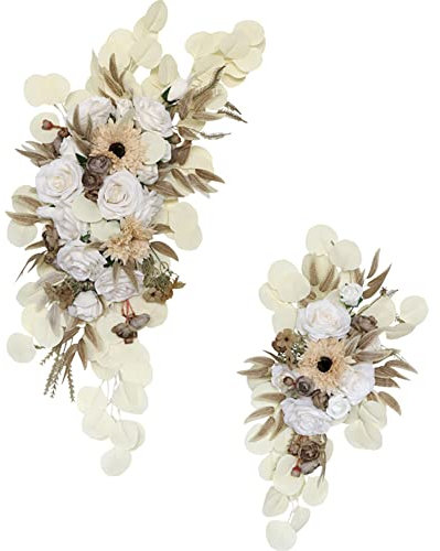 2 Stück Pfingstrosen-Girlande Bogen, Hochzeitsbogen Blumen-Set, künstliche Rosen Girlande, Seidenblumen Girlande Gefälschte Kunstblumen für Hochzeit, Tischdekoration, Bogen, Blumen, Dekoration