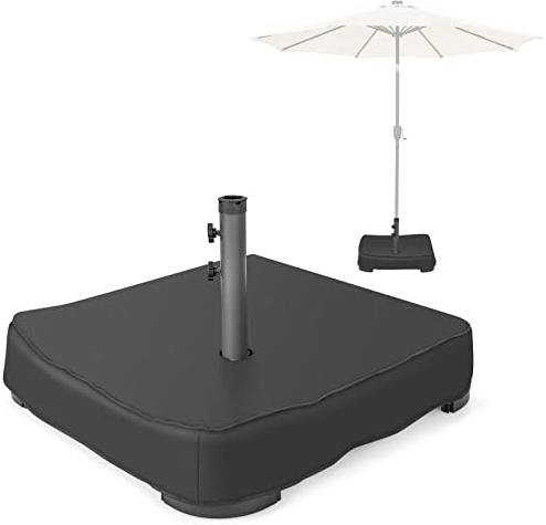 GOPLUS Pied de Parasol à Remplir 80 kg, Support Parasol en Croix avec 2 Sacs à Sable, Housse Anti-Poussière, Adaptateur, 2 Boutons Rotatifs, pour Mâts jusqu'à ⌀ 48 mm, Jardin Terrasse Piscine