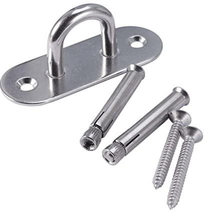 Deckenhalterung für Yaga Ring Edelstahl für Hängematten Weihnachten Party | Ovales Design, Silberne Ausführung, für Drinnen und Draußen, Sichere Montage