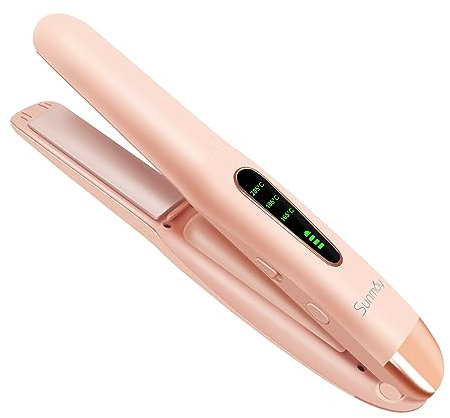 SUNMAY Voga Piastra per Capelli Senza Fili, Titanio Piastra e Arricciacapelli Portatile 2 in 1, Piastra Capelli da Viaggio Ricaricabile USB 5000mAh, 3 Livelli di Temperatura, Riscaldamento Rapido