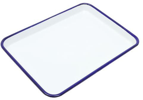 Zerodeko Enamel Baking Pan Rectangular Serving Dish Cookie Sheet Oblong Pie Pan Vintage Oven Tray Enamelware Bakeware for Farmhouse Camping Home 26.00X18.00CM