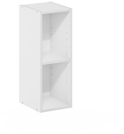 Furinno Fulda 2-stufiges, platzsparendes Aufbewahrungsregal, Bücherregal, 20 cm Breite, Weiß