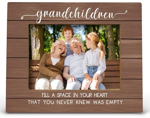 FONDCANYON Grandchildren Fill a Space in Your Heart That You Never Knew was Empty Picture Photo Frame,Grandparents Day Birthday Gifts for Grandparents Picture Frames (5x7 Inch Photo) (Color-3)