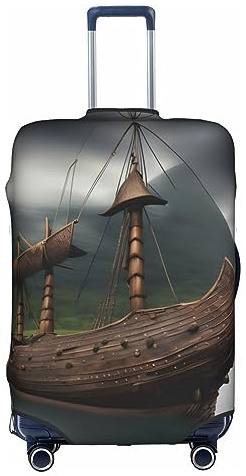 HJLUUFT Vikings Kofferschutzhülle für Boote, TSA-zugelassen, personalisiertes Design für einfache Identifizierung, Weiss/opulenter Garten, X-Large
