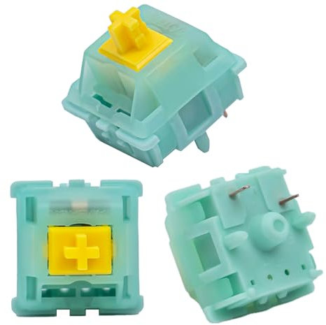Gateron Jade Series Jade Yellow Pro V3 Linear Keyboard Switch, 5 pines, 55 gf, interruptor de teclado para gaming prelubed compatible con todos los teclados mecánicos MX (72 unidades, jade amarillo)