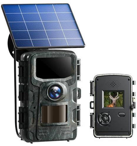 VOOPEAK Fototrappola Pannello Solare 4K 48MP, Fototrappola Rilevazione del Movimento IIR Visione Notturna IP66 Impermeabile 120° Grandangolo per la Sorveglianza della Fauna Selvatica