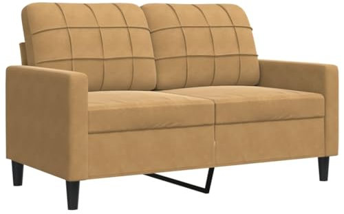 vidaXL Sofa 2-Sitzer, Polstersofa Doppelsofa für Wohnzimmer, Couch Loungesofa Metallgestell, Zweisitzer Samtsofa Sitzmöbel, Modern, Braun 120cm Samt